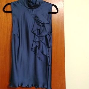 Spense blue high neck ruffle neck tank top